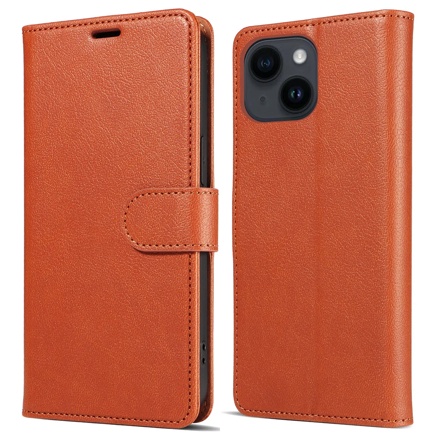 001 For iPhone 15 Pro RFID Blocking Wallet  Magnetic Closure Phone Case PU Leather Stand Cover