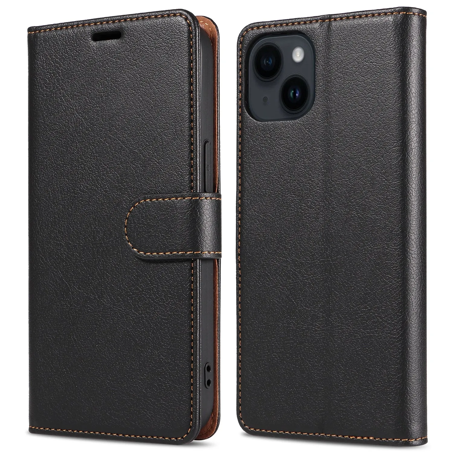 001 For iPhone 15 Pro RFID Blocking Wallet  Magnetic Closure Phone Case PU Leather Stand Cover