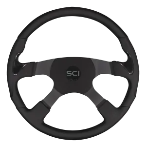 18" Black Leather Rim 4 spoke