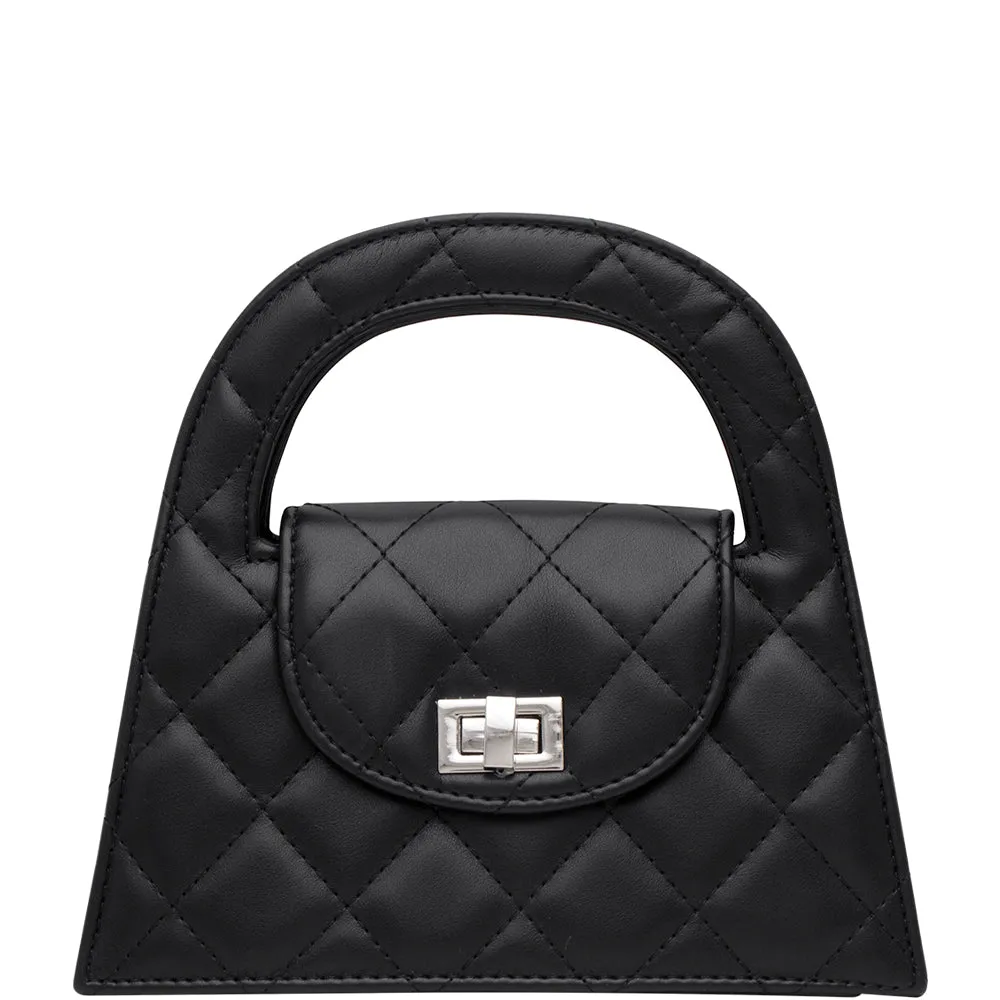 Black Quilted Twist Lock Crossbody Bag – Sleek & Chic