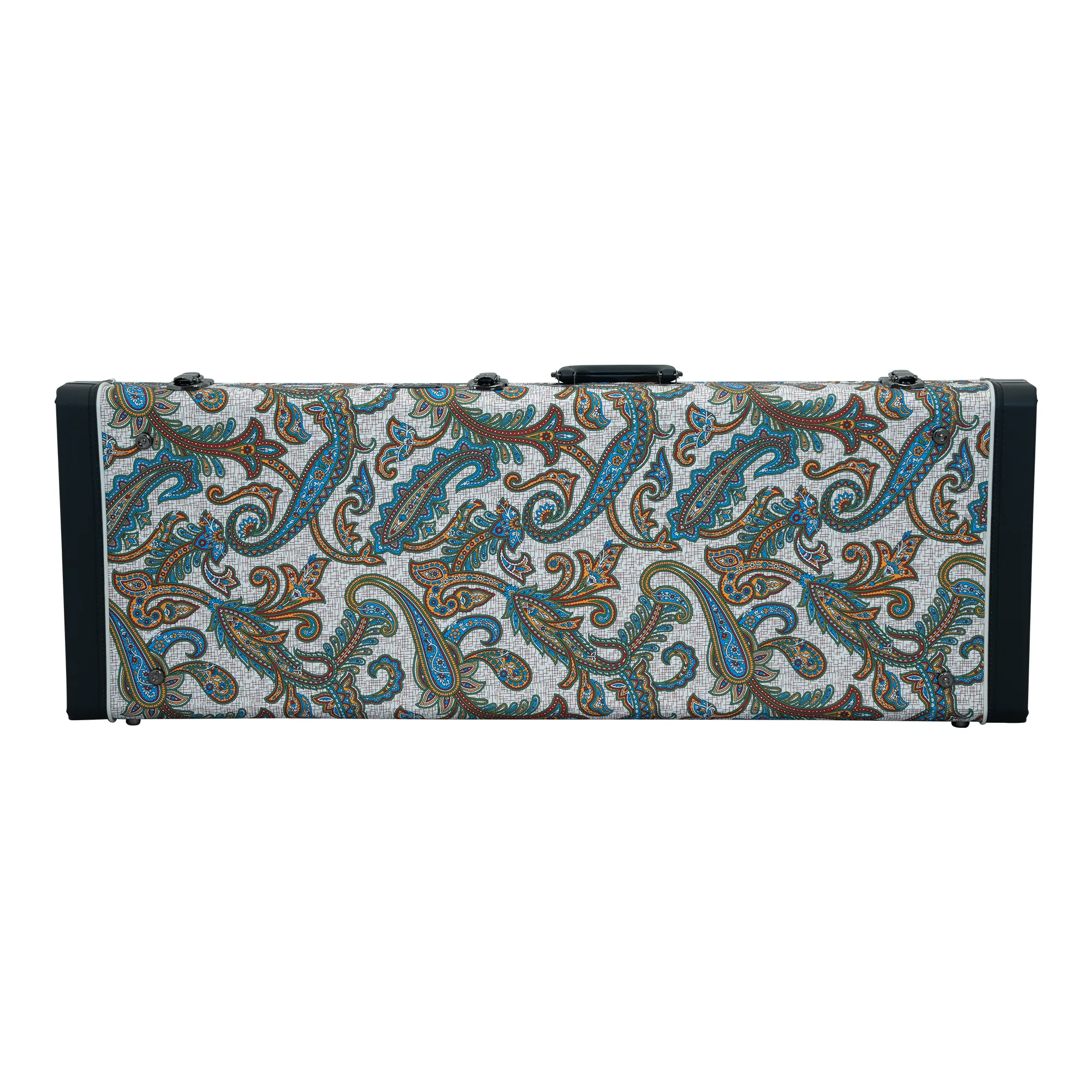 Classic Wood Mini Bass Guitar Case - Paisley Floral Tan