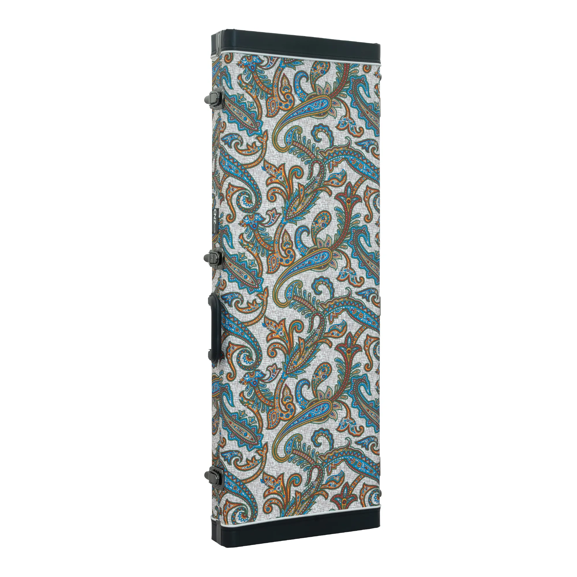 Classic Wood Mini Bass Guitar Case - Paisley Floral Tan