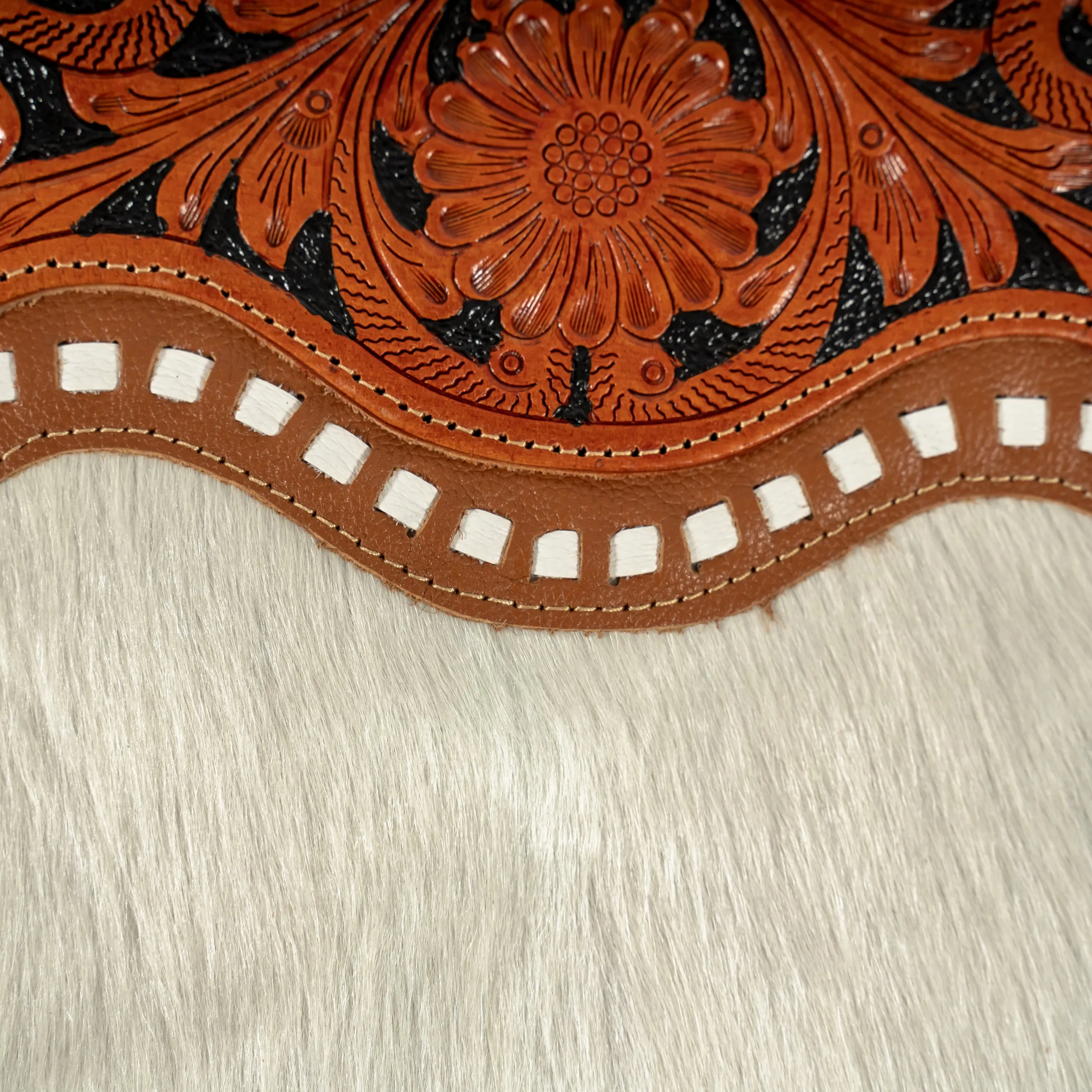 Cowhide and Leather Hand-Tooled Crossbody