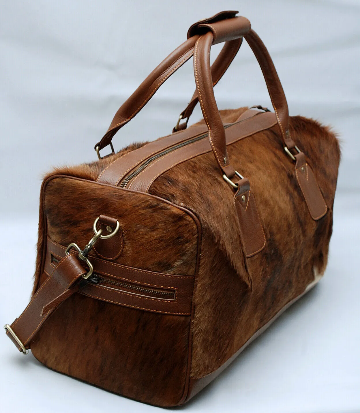 Cowhide Duffle Bag Brown Brindle