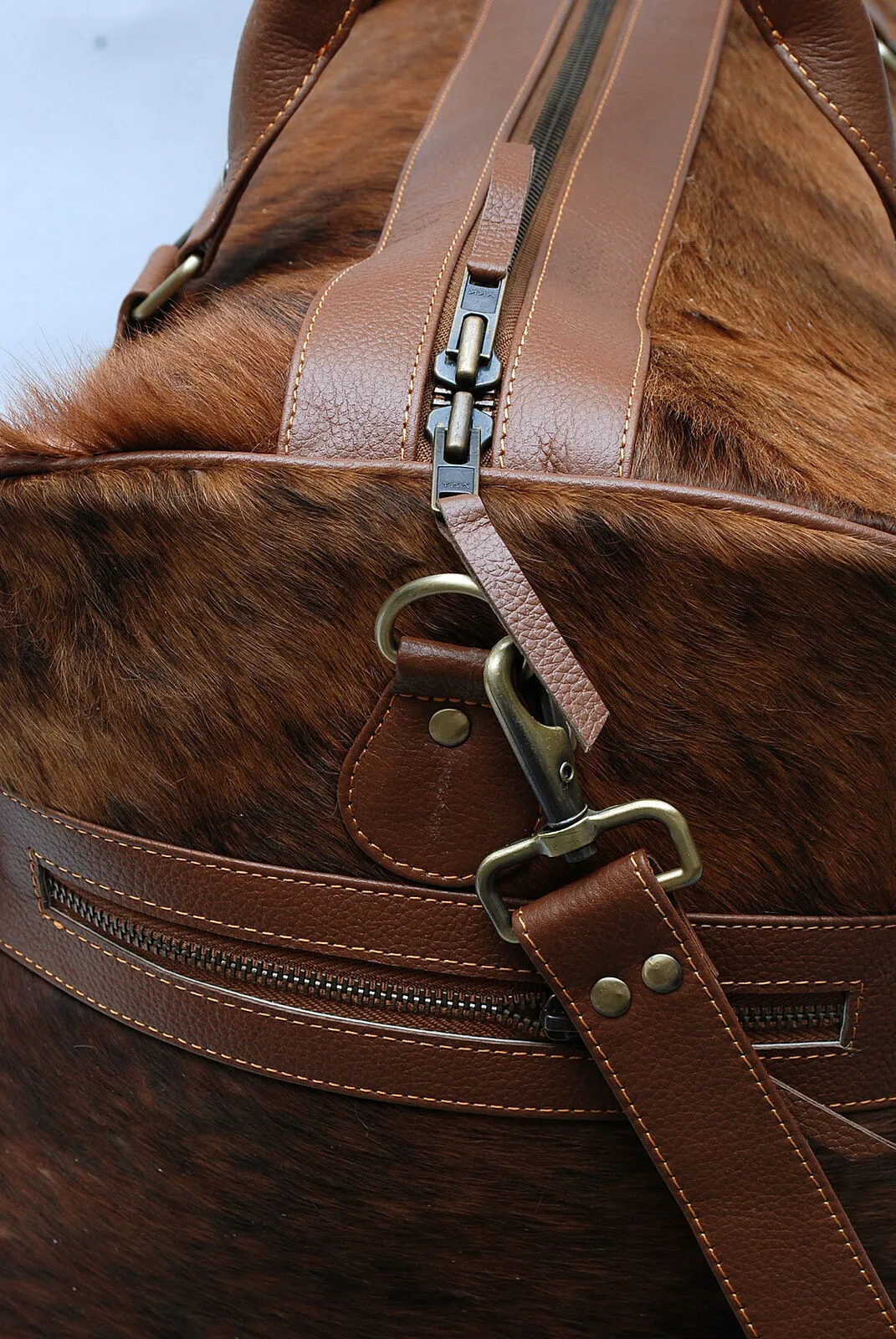 Cowhide Duffle Bag Brown Brindle