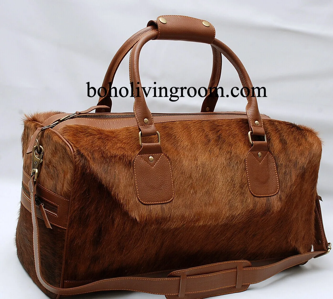 Cowhide Duffle Bag Brown Brindle