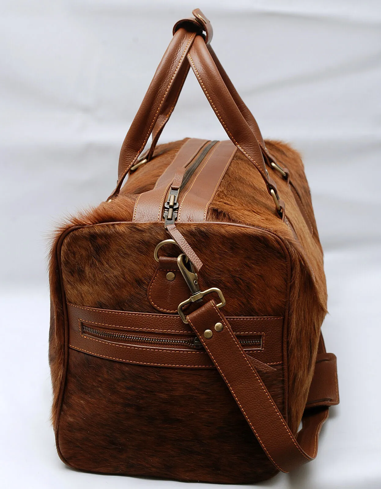 Cowhide Duffle Bag Brown Brindle
