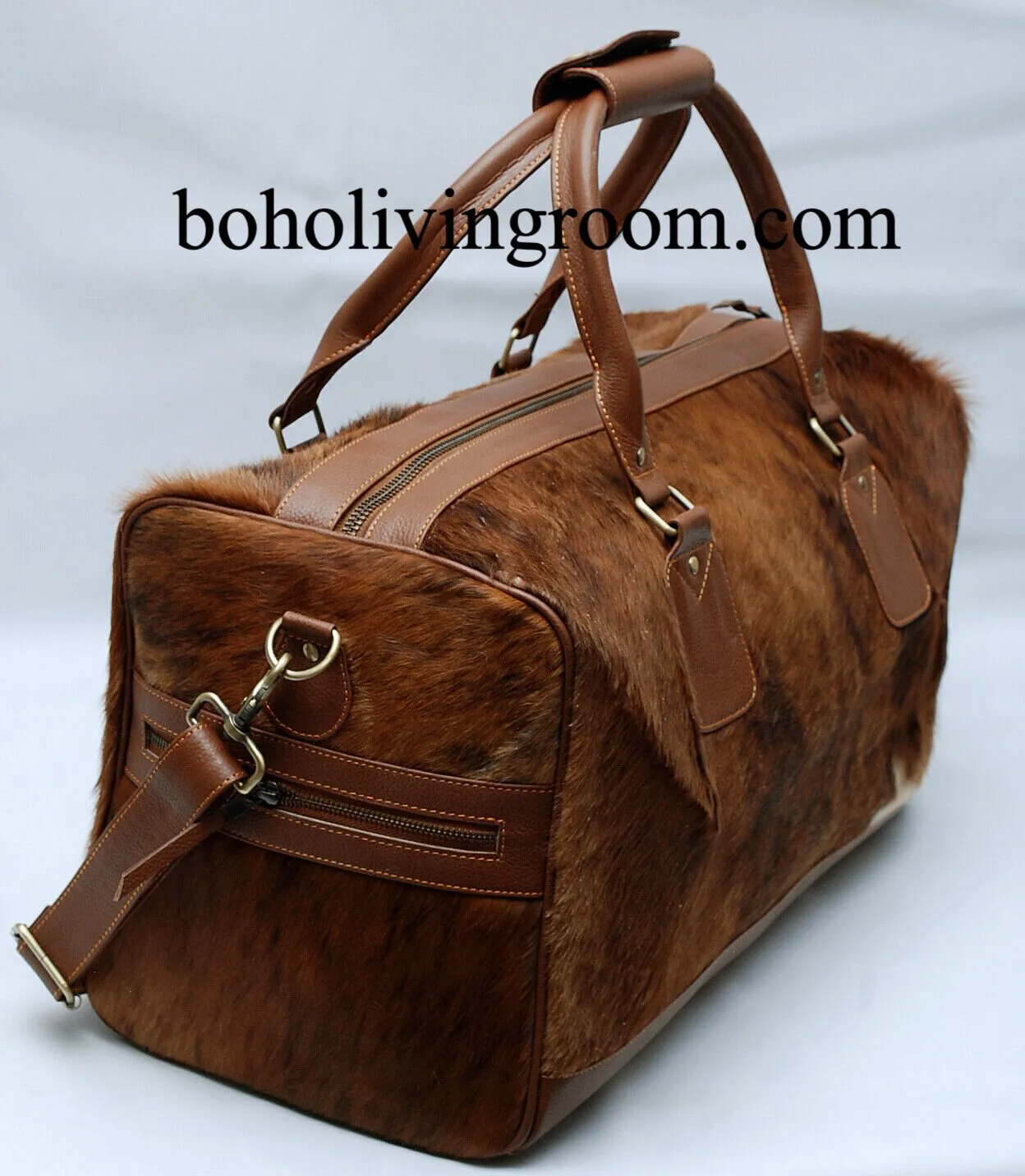 Cowhide Duffle Bag Brown Brindle