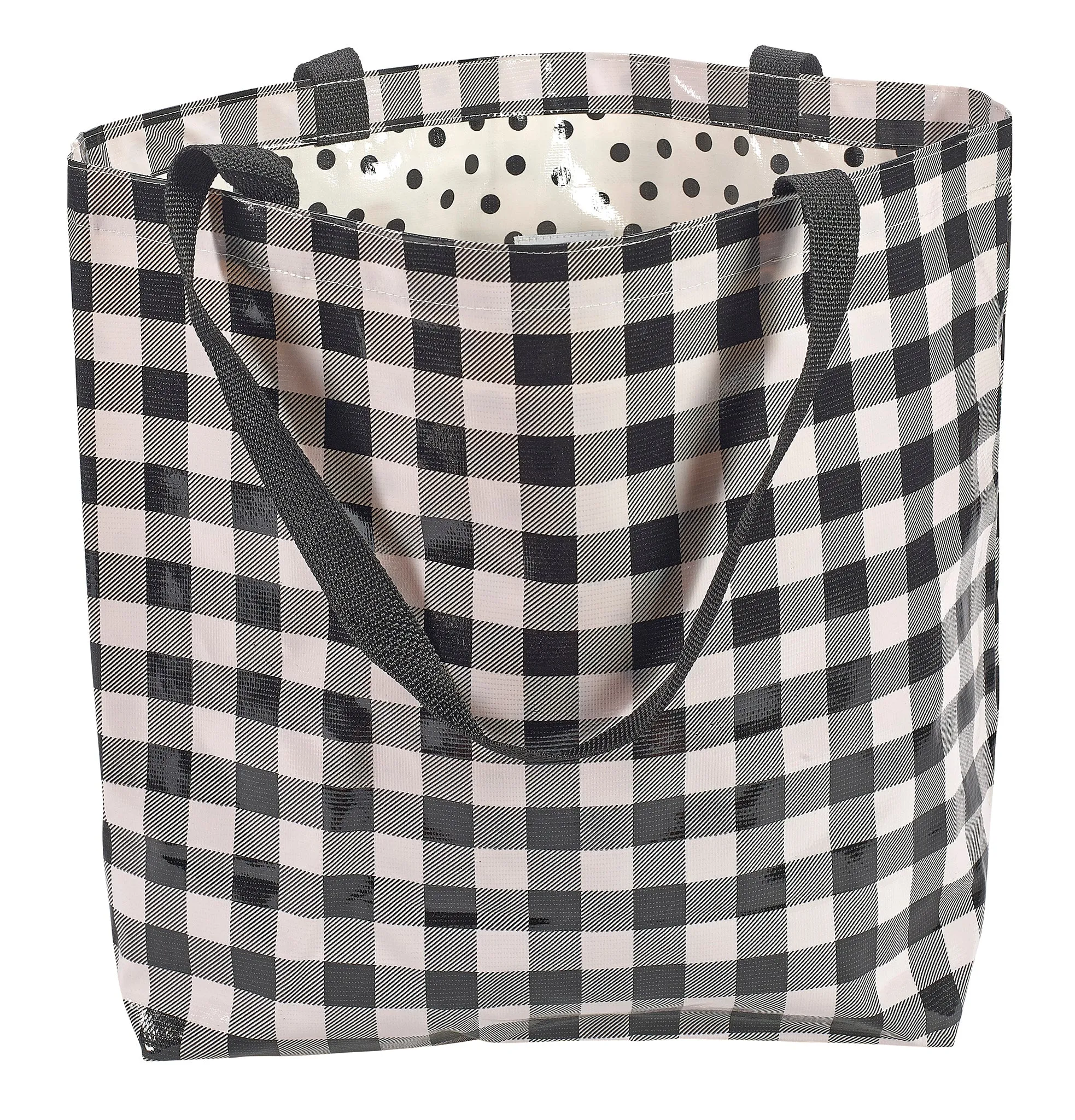 Freckled Sage Oilcloth Market Bags in Gingham Black