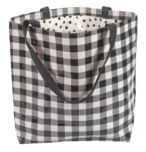 Freckled Sage Oilcloth Market Bags in Gingham Black