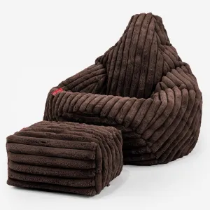 Highback Bean Bag Chair - Ultra Plush Cord Sable