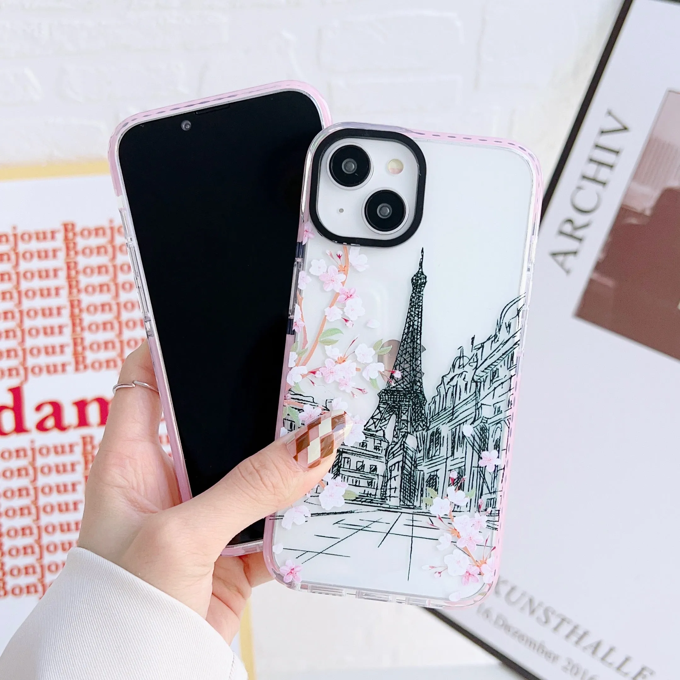 iPhone Impact Proof Silicon Case ( Paris And London Pink )
