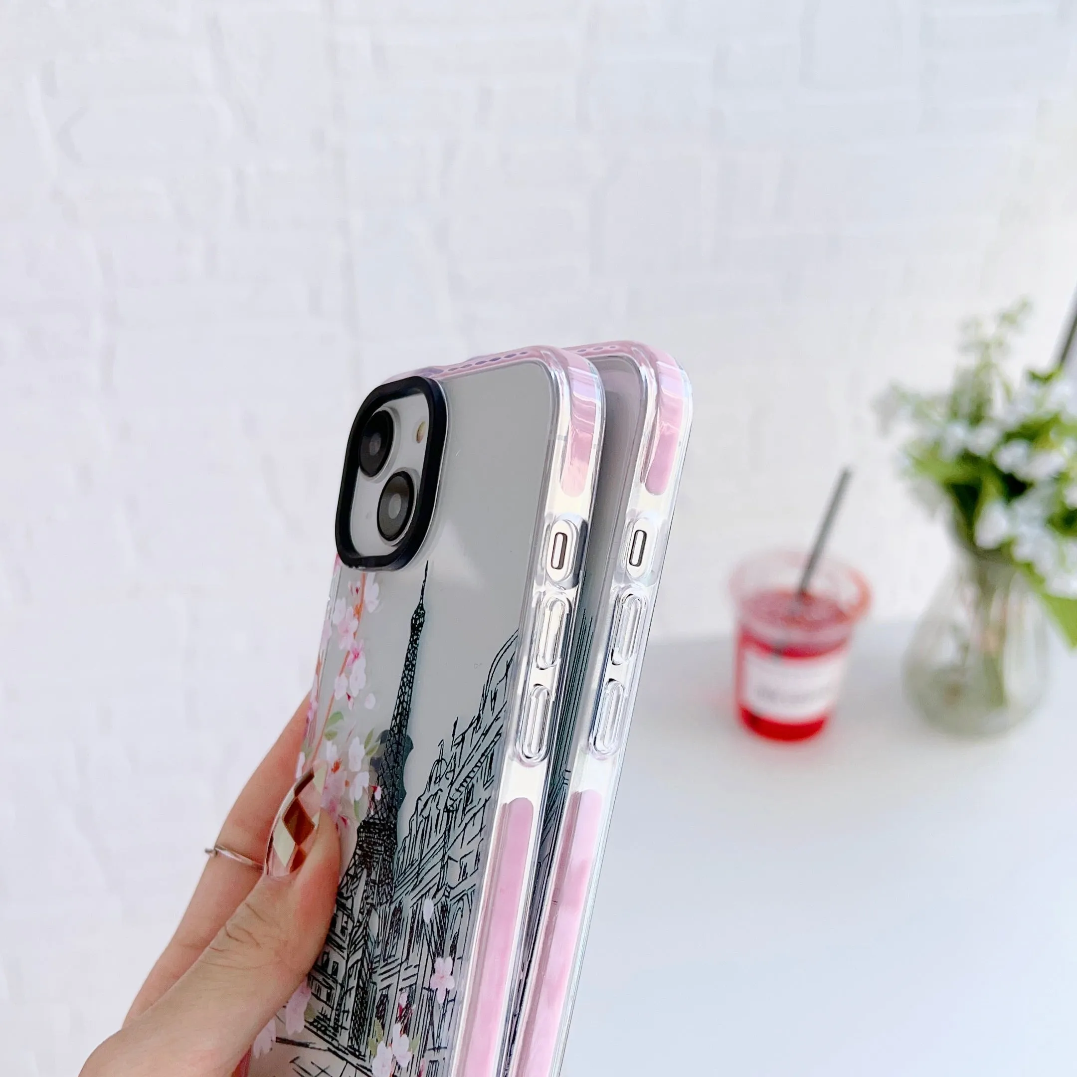 iPhone Impact Proof Silicon Case ( Paris And London Pink )