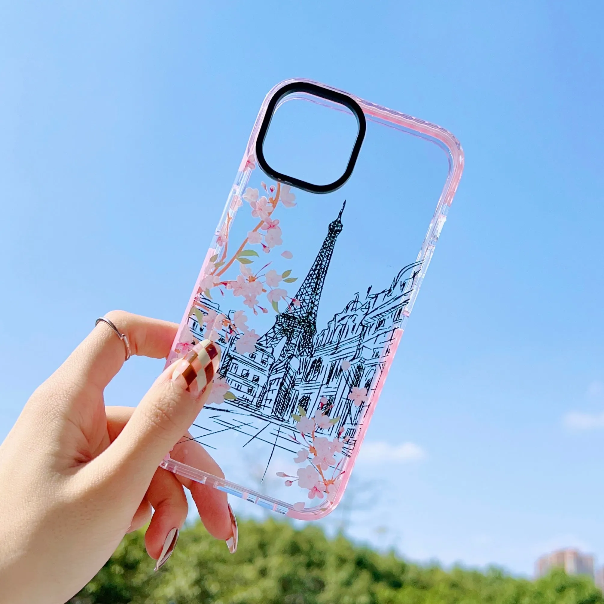iPhone Impact Proof Silicon Case ( Paris And London Pink )