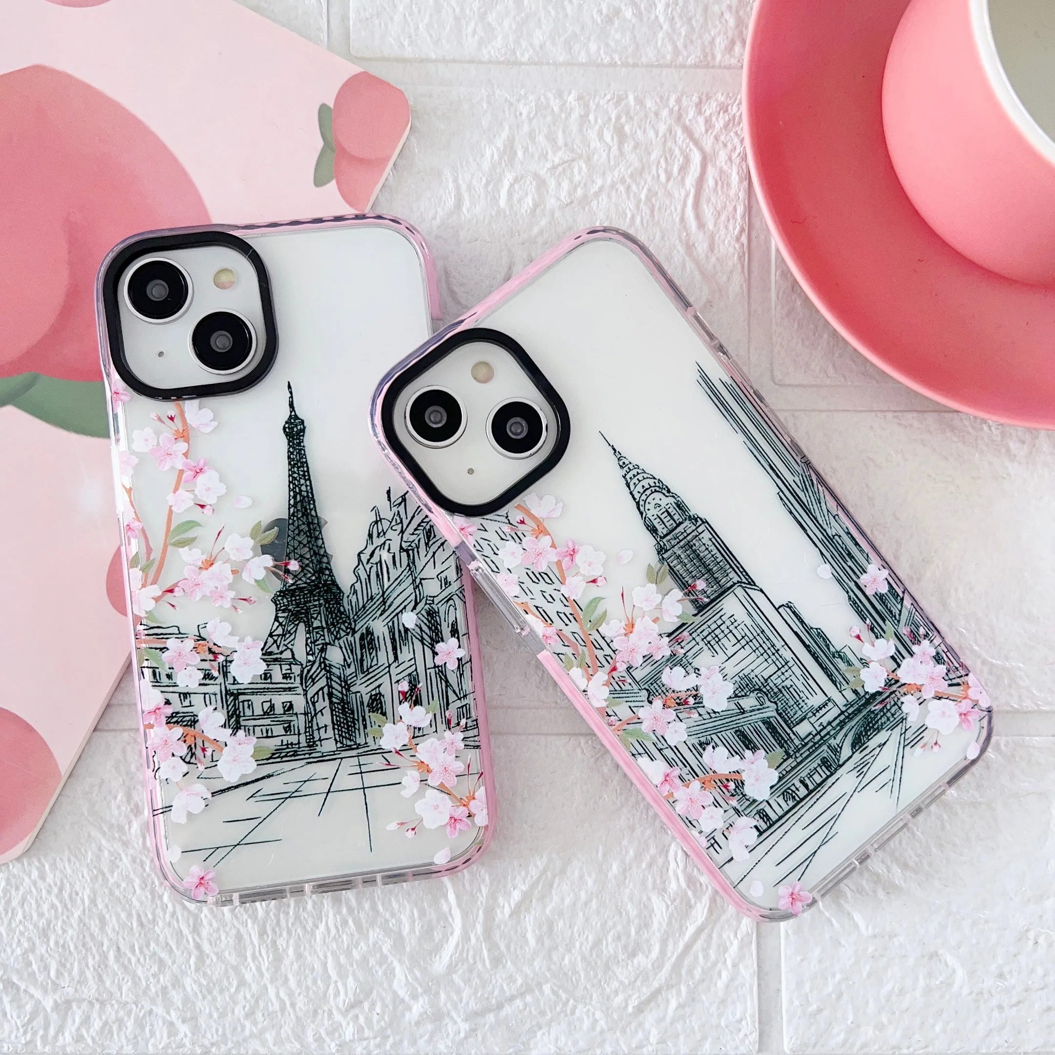 iPhone Impact Proof Silicon Case ( Paris And London Pink )