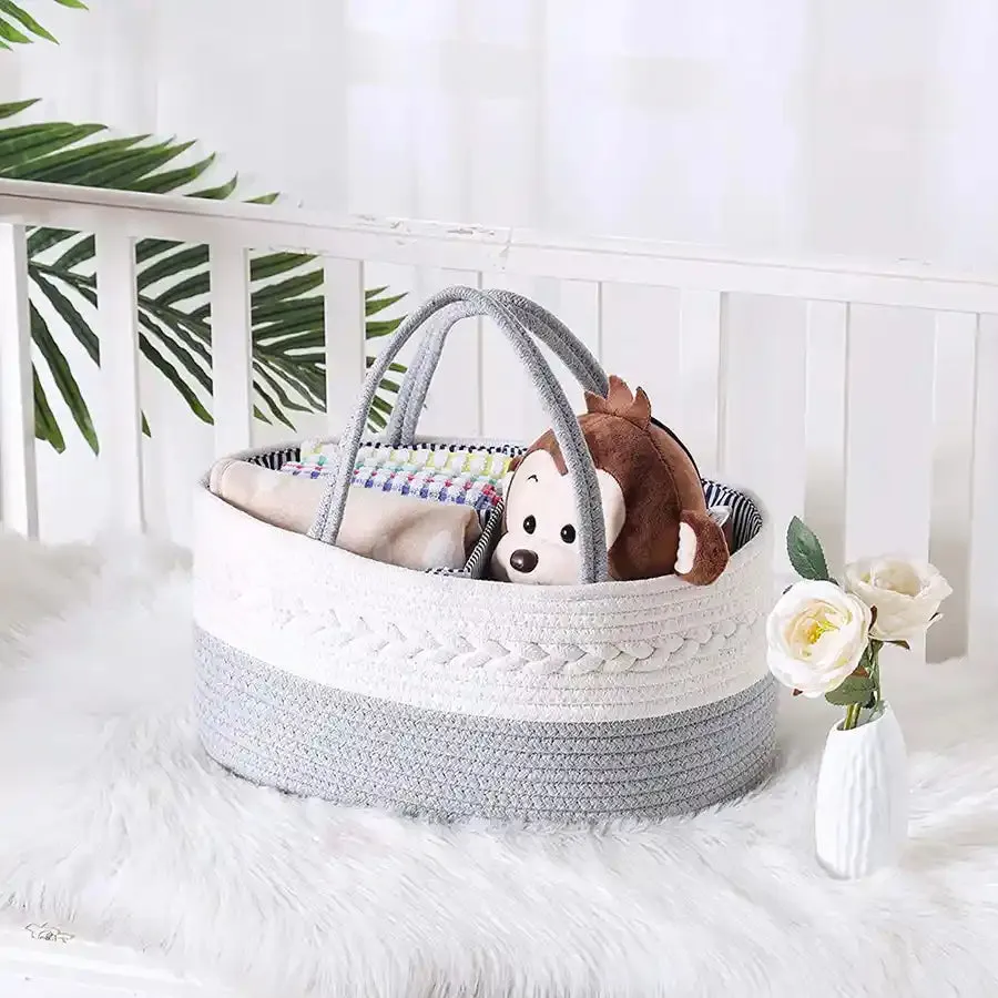 Little Story Cotton Rope Diaper Caddy (Grey)