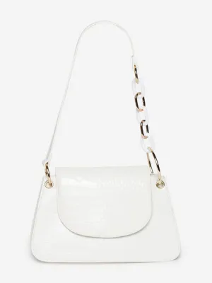 LOV White Crocodile-Textured Norah Sling Bag