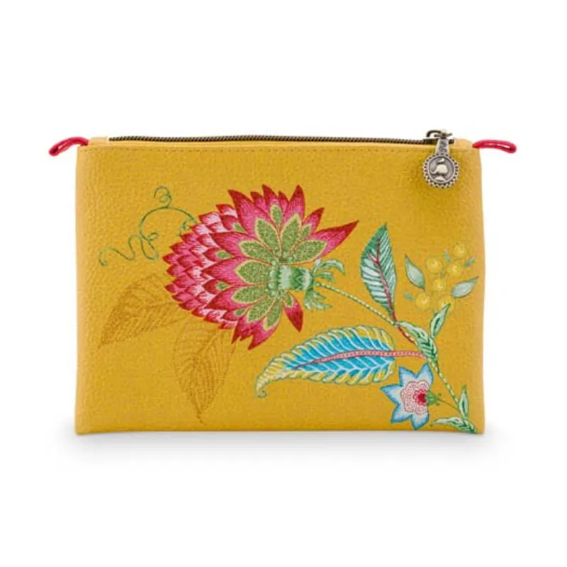PIP Studio Jambo Flower Blurred Lines Yellow Flat Beauty Pouch