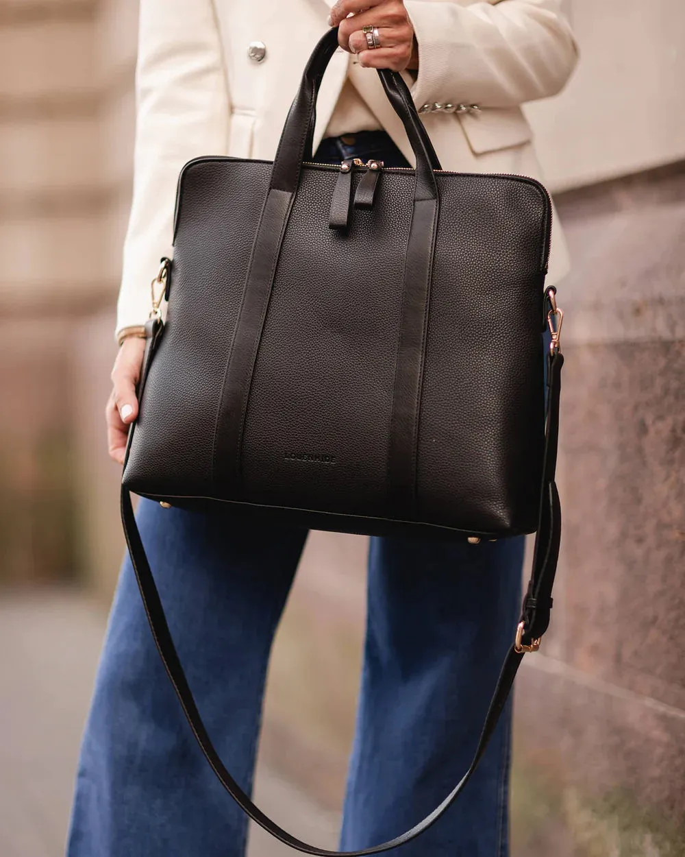 Rhodes Laptop Bag in Black & Gold by Louenhide