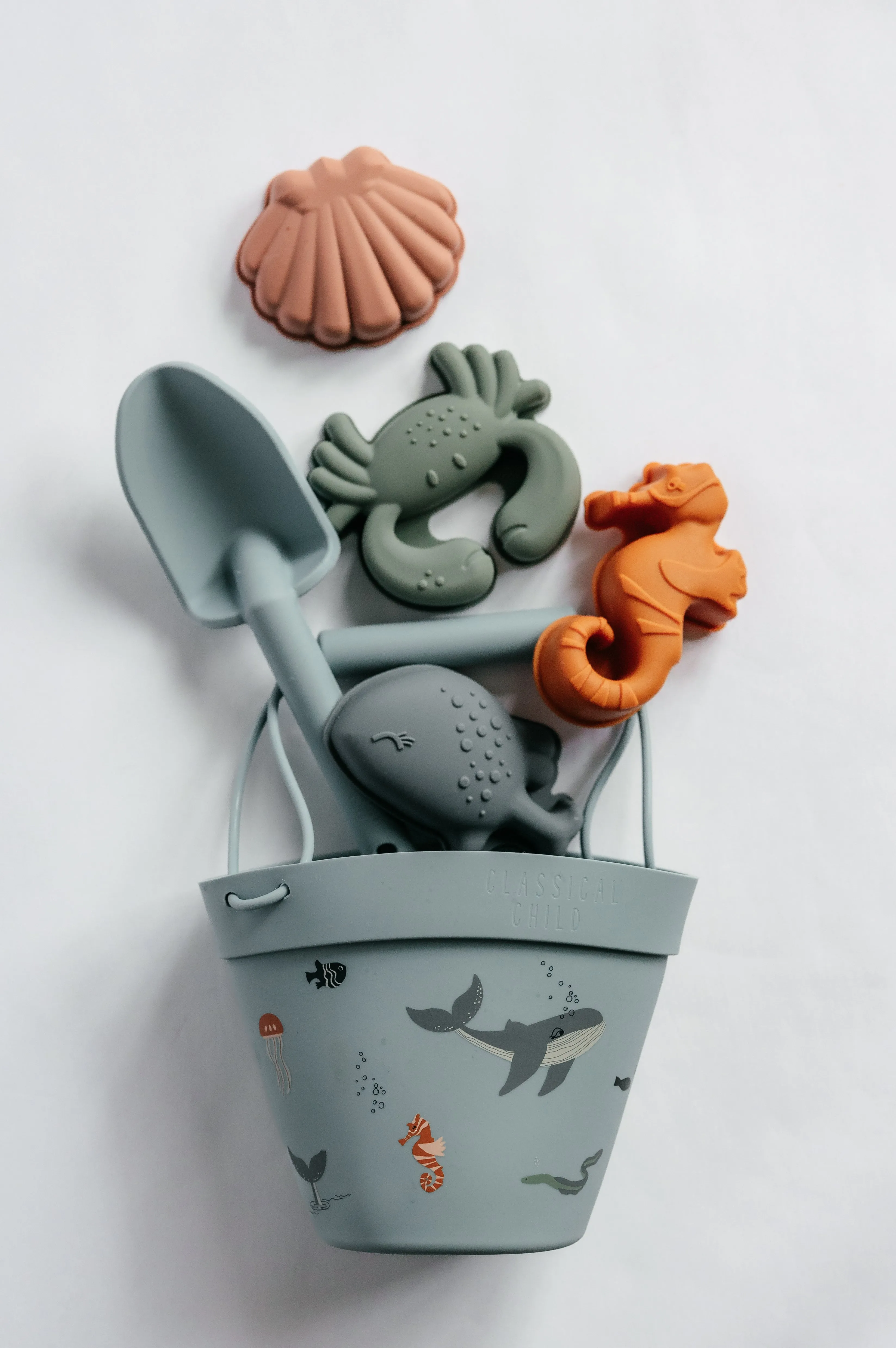 Silicone Beach Bucket & Toys Set - Sea Life