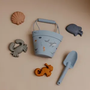 Silicone Beach Bucket & Toys Set - Sea Life