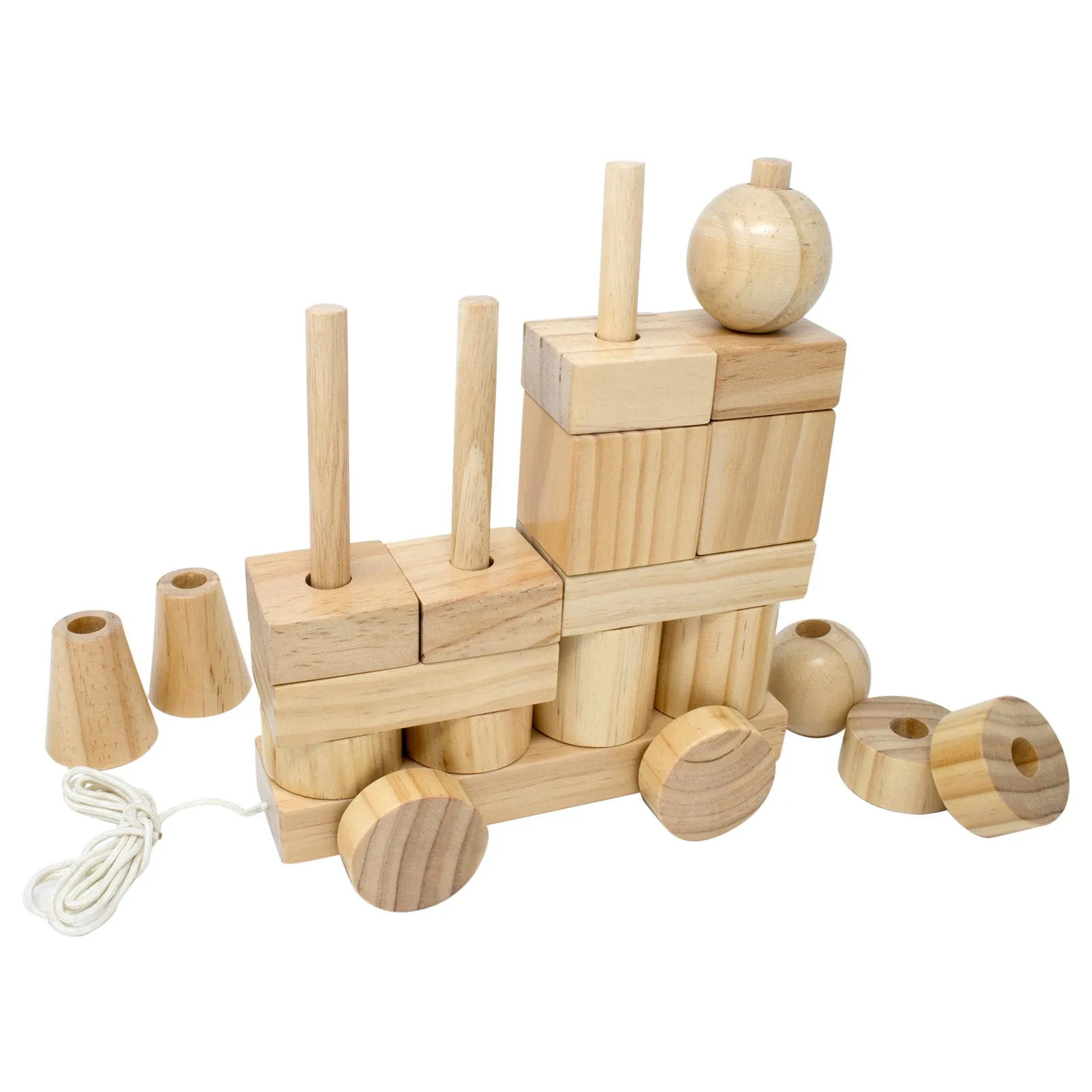 Stacking Train Blocks - Natural