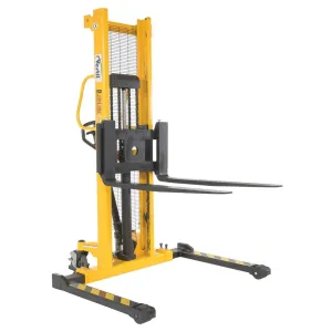Steel Manual Stacker Adjustable Forks/Legs 2,000 lbs Capacity Yellow
