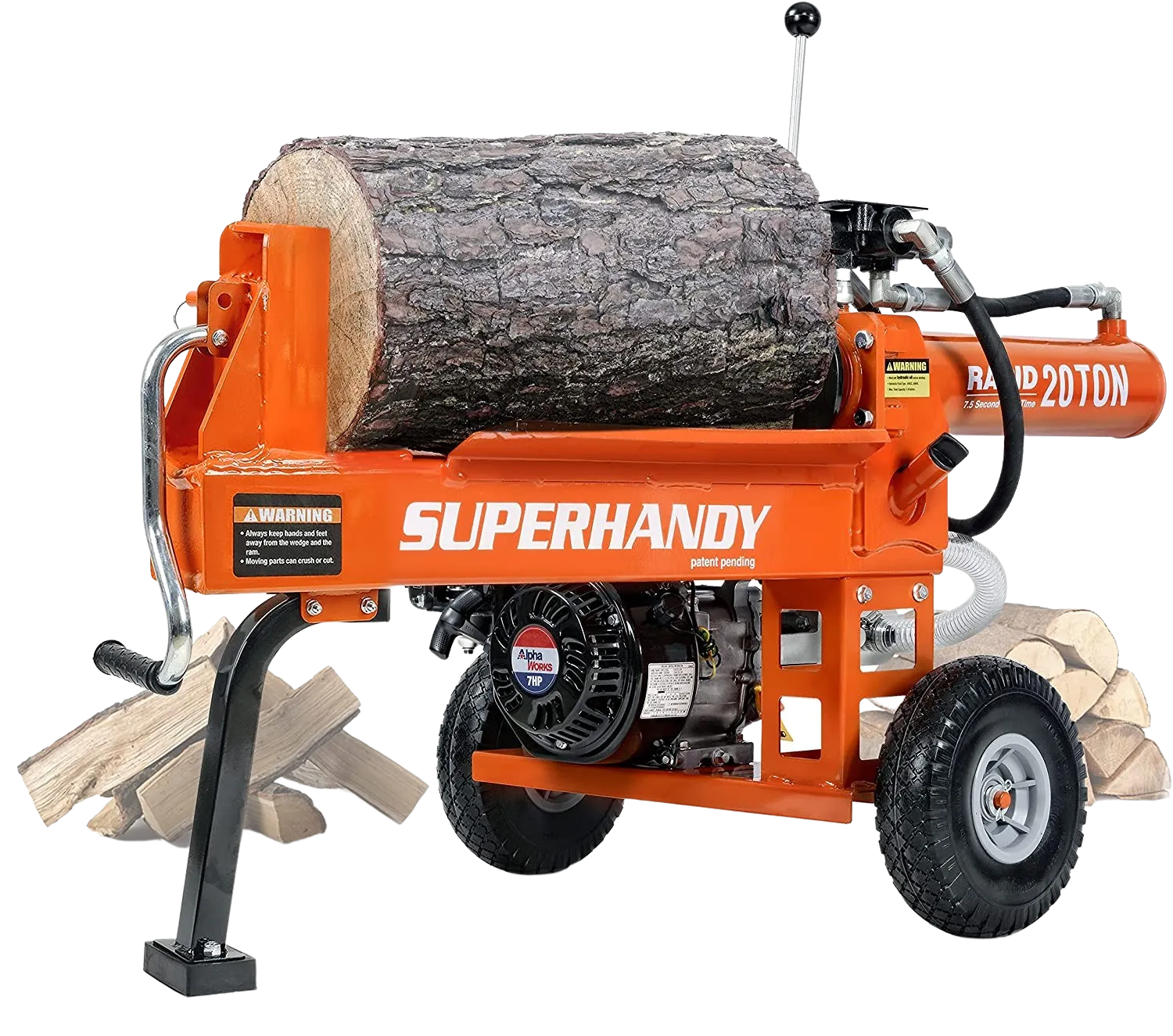 Super Handy GCAO023 Log Splitter 20-Ton Horizontal Portable Gas 7HP Engine New Canada Only