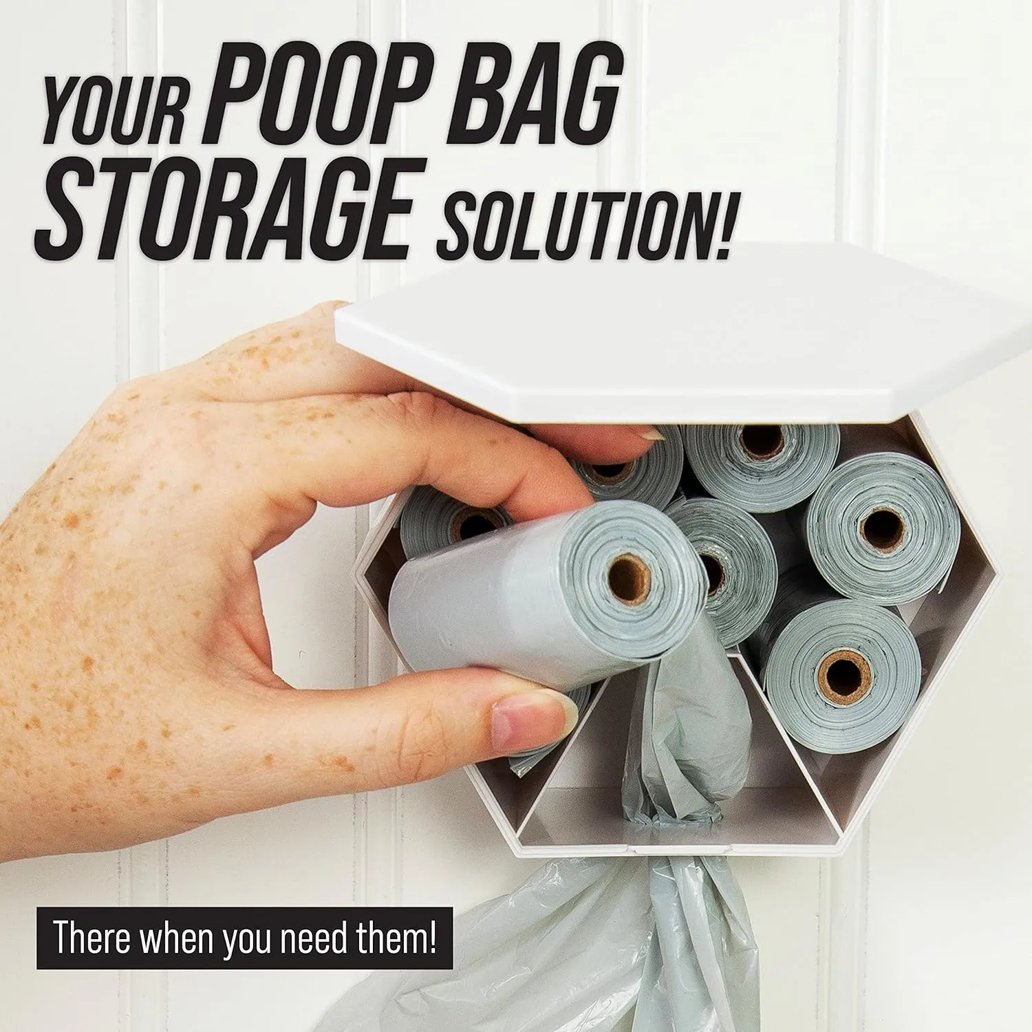 Wall-Mounted Poop Bag Dispenser with 8 Rolls of Bags